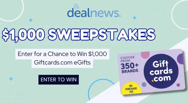 Win DealNews $1,000 Giftcards.com May Sweepstakes