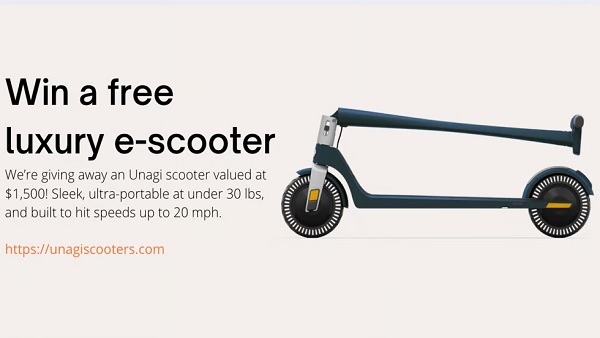 Win A $1,500 Unagi e-Scooter!