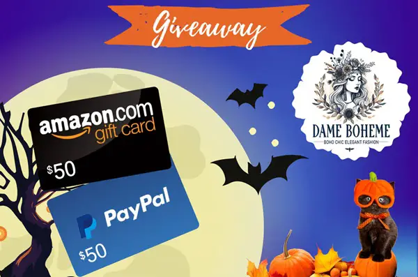 Win Dame Boheme Halloween Amazon or PayPal Gift Card Giveaway