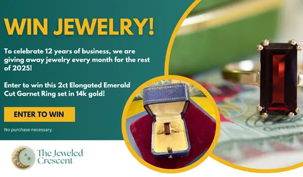 Win Elongated Emerald Cut 2ct Garnet Ring in 14k Gold October Sparkle Sweepstakes