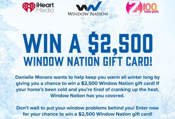 Win A $2,500 Window Nation Gift Card Sweepstakes