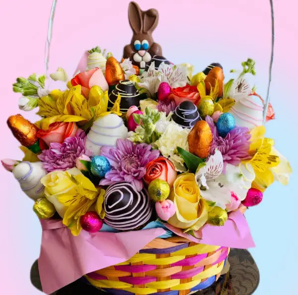 Win The Deluxe Easter Gift Basket Featuring Chocolate Strawberries and Blooms Giveaway