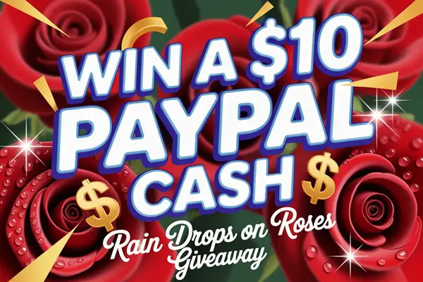 Win A $10 PayPal Cash Rain Drops On Roses Giveaway