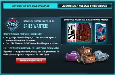 Disney Top Secret Spy Sweepstakes