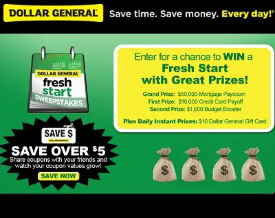 Dollar General Fresh Start Sweepstakes: Win A Fresh Start in 2012