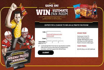 Frito-Lay Ultimate Fan Room Game Sweepstakes