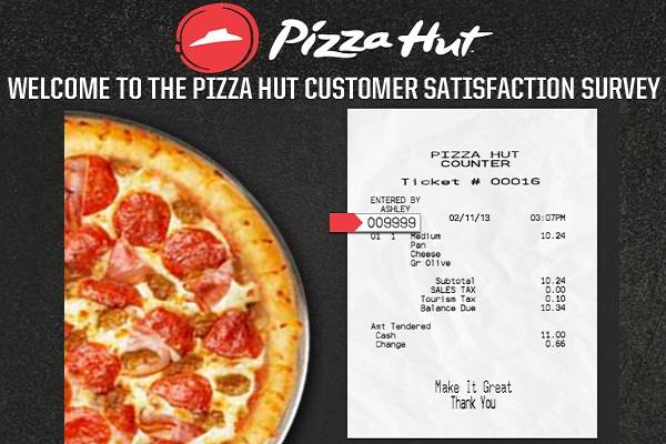 Tell Pizza Hut your survey and win $1,000 on tellpizzahut.com