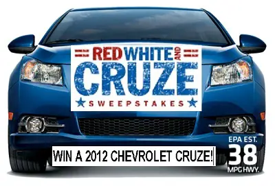 Win Chevrolet Cruze in Red, White and Cruze Sweepstakes