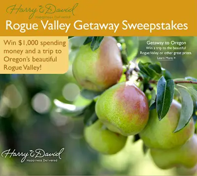 Win a Rogue Valley Getaway in Harry and David's Sweepstakes