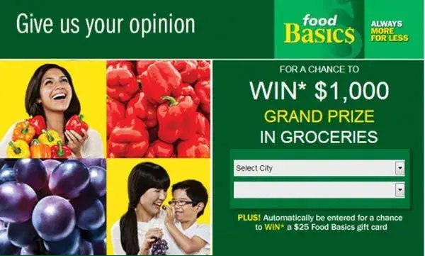 Food Basics Feedback Survey Contest: Win $1000 Gift card