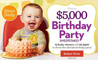 Win $500 for birthday party from parents.com