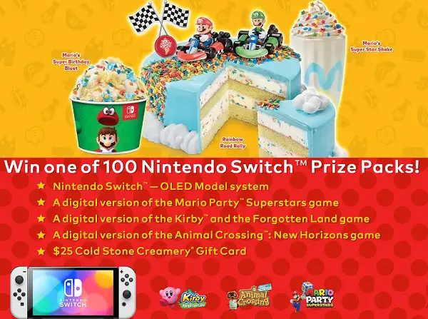 Cold Stone Creamery - Nintendo Switch System Giveaways 2022 (100 winners)