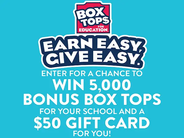 Box Tops For Education Earn Easy, Give Easy Sweepstakes
