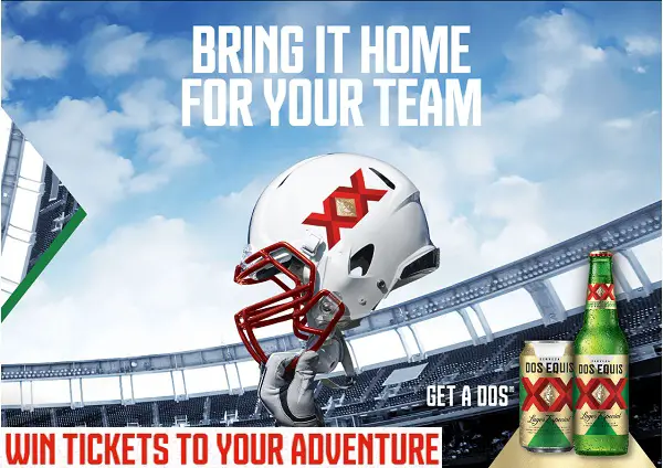 Dos Equis Fan College Football Trip Giveaway: Win a Trip & Free Game Tickets (9 Prizes)