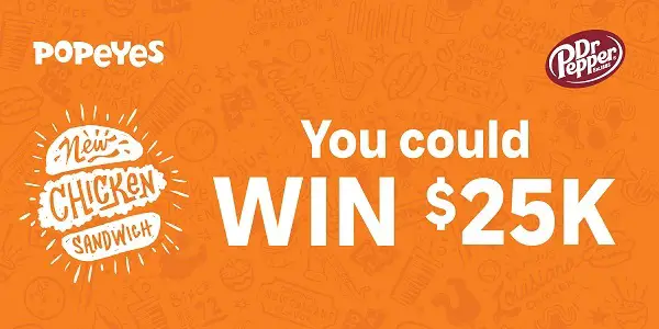 Popeyes Peel and Win Game on Popeyes25kgiveaway.com