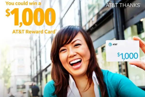 AT&T Thanks Sweepstakes: Win $1000 AT&T Reward Card