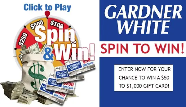 Gardner White Spin & Win Instant Win Game