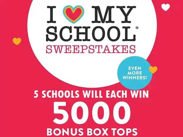 Box Tops For Education I Love My School Sweepstakes: Win 5,000 Bonus Box Tops (5 Winners)