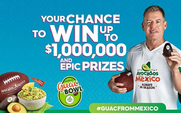 Avocados from Mexico Gameday Guac Bowl Sweepstakes: Win $1,000,000 Cash!