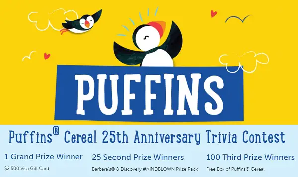 Puffins Cereal 25th Anniversary Contest