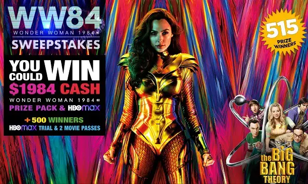 Big Bang Theory WW84 Sweepstakes 2020 (515 Winners)