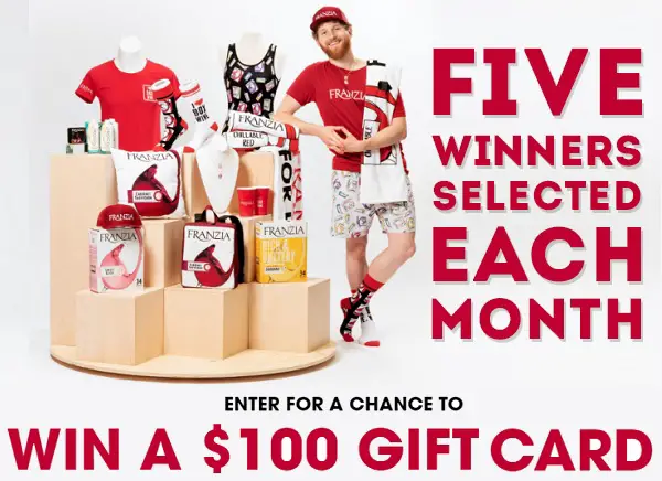 Franzia Merchandise Sweepstakes: Win $100 Gift Card Every Month (50 Winners)