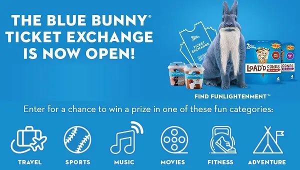 Blue Bunny Ticket Exchange Instant Win Game on funlightenment.com