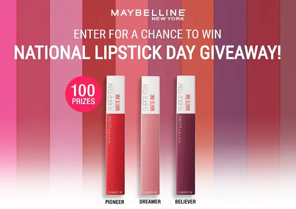 Maybelline National Lipstick Day Sweepstakes 2020