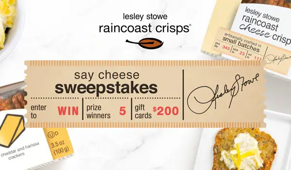 Lesley Stowe Say Cheese Sweepstakes on saycheesesweeps.com