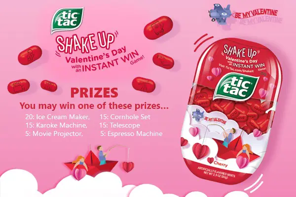 Tic Tac Valentine's Day' Instant Win Game (75 Winners)