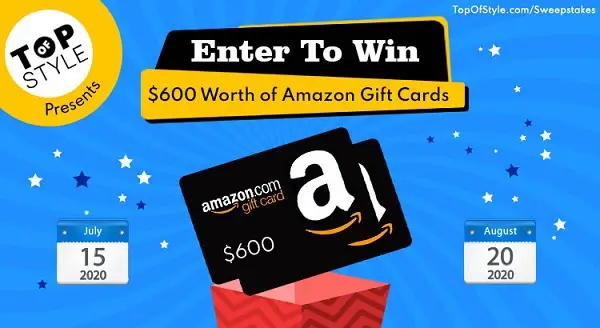 Topofstyle $600 Amazon Gift Card Sweepstakes 2020