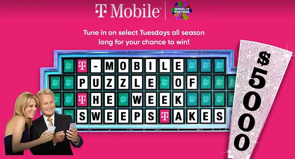 Wheel of Fortune T-Mobile Sweepstakes: Win $5000 Every Week!