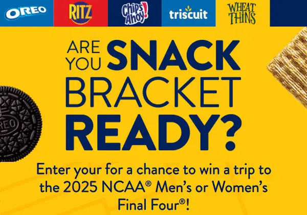 Instant Win a Trip to NCAA Final Four Men’s or Women’s & Free Snacks