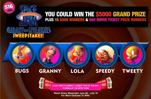 Big Bang Theory Space Jam Sweepstakes (516 Winners)