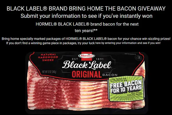 Bring Home Black Label Bacon Sweepstakes: Win 10 Years of Free Bacon