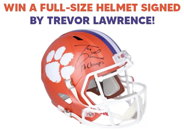 Win a Full-Size Clemson Helmet SIGNED by Trevor Lawrence