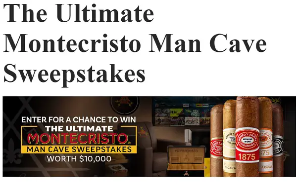 JR Cigars Sweepstakes: Win $10,000 Montecristo Man Cave Prize Pack