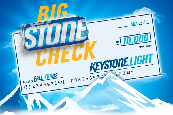 Keystone Light Big Stone Check Sweepstakes: Win $50000 in Cash Prizes