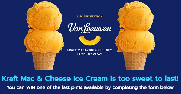 Kraft Mac & Cheese Ice Cream Sweepstakes (100 Winners)