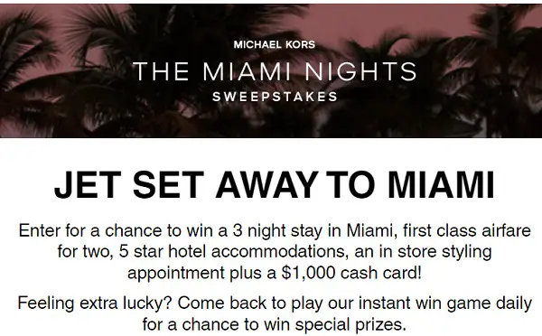 Michael Kors Sweepstakes: Win Free Miami Trip