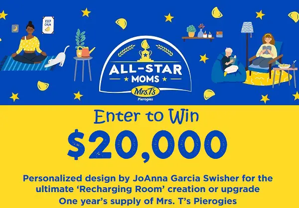 Mrs. T’s Pierogies All-Star Moms Sweepstakes: Win $20000 Room Makeover for Mom