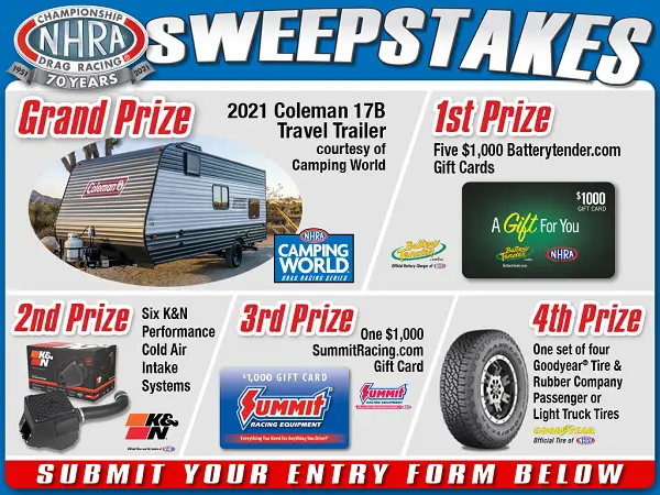 NHRA 70th Anniversary Sweepstakes