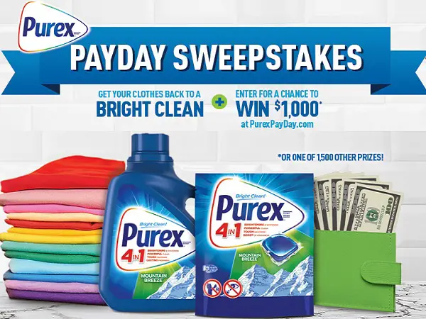 Purex PayDay Sweepstakes (1500+ Prizes)