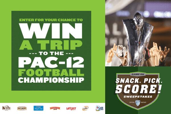 Snack Pick Score Sweepstakes- Win a trip to Pac-12 Football Championship 2021