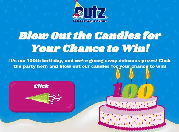 UTZ Snacks Birthday Sweepstakes (100 Winners)