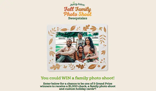 Juicy Juice Fall Family Photo Shoot Sweepstakes: Win $1000 Free Cash Weekly