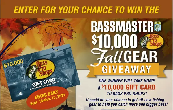 Win $10000 Bass Pro Shop Gift Card in Fall Gear Giveaway
