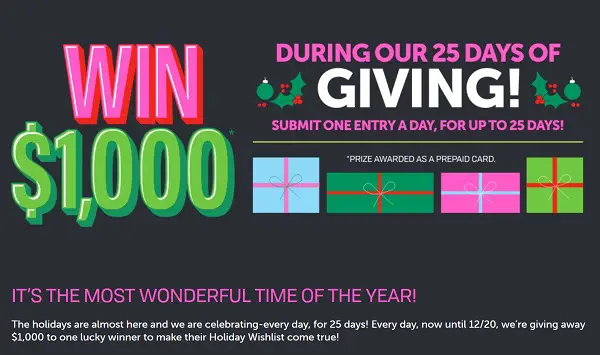 The Children's Place 25 Days of Giving Giveaway: Win $1,000 Gift Card Daily