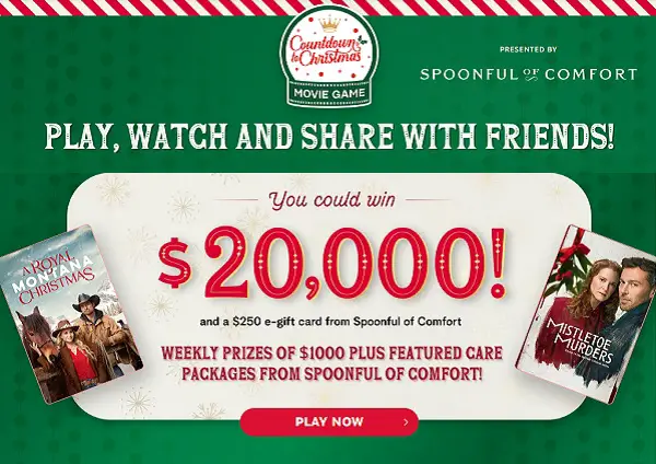 Hallmark Channel Christmas Movie Game Sweepstakes: Win Cash Up To $20,000!
