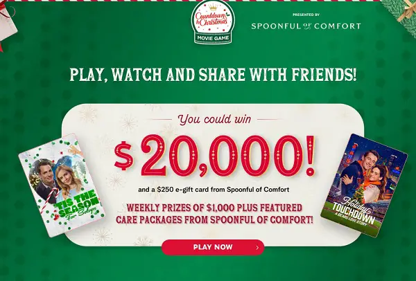 Hallmark Channel Countdown to Christmas Movie Game Sweepstakes: Win $20,000 Cash & Holiday Prizes [12 Winners]